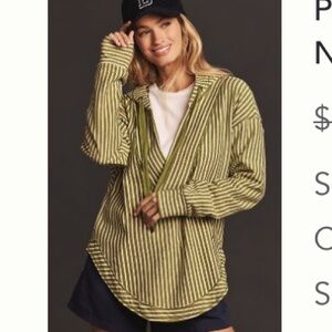 Anthropologie Pilcro Wharfside Hooded Sweatshirt in Green Motif. Medium. EUC